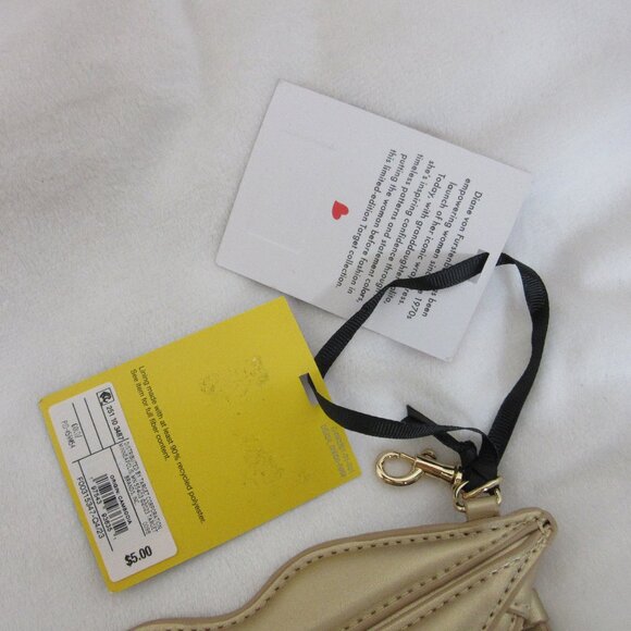 Diane Von Furstenberg Gold Lips Coin Pouch Keychain Fob Lipstick Case NWT - Picture 3 of 4
